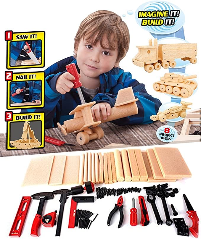 BCD Deluxe Workshop: DIY deluxe workshop is an awesome first project kit for kids (90 piece set) - BCD-8855A ebuystt