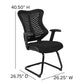Designer Black Mesh Sled Base Side Reception Chair with Adjustable Arms [BL-ZP-806C-GG] A-Z Store Nadia