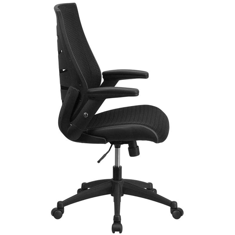 High Back Designer Black Mesh Executive Swivel Ergonomic Office Chair with Height Adjustable Flip-Up Arms [BL-ZP-809-BK-GG] A-Z Store Nadia