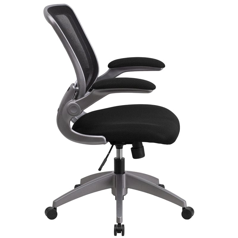 Mid-Back Black Mesh Swivel Ergonomic Task Office Chair with Gray Frame and Flip-Up Arms [BL-ZP-8805-BK-GG] A-Z Store Nadia