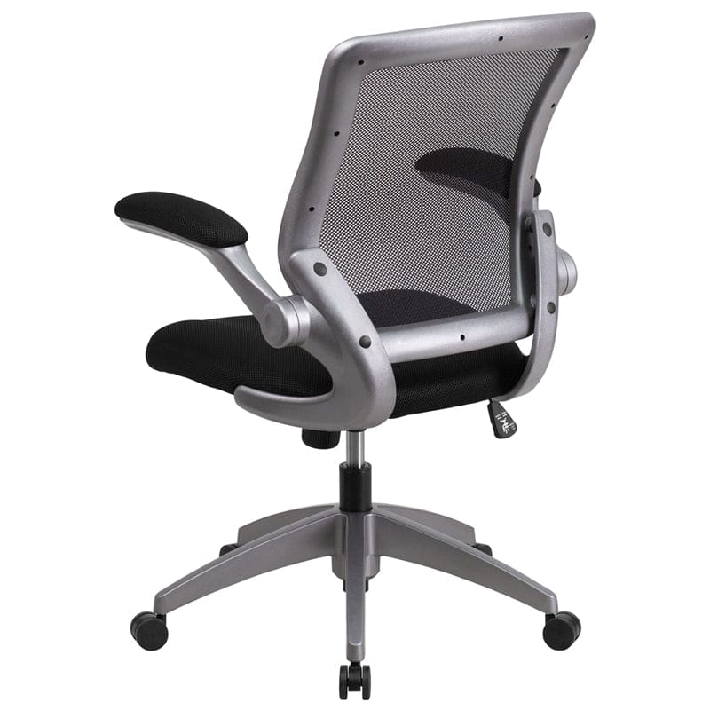 Mid-Back Black Mesh Swivel Ergonomic Task Office Chair with Gray Frame and Flip-Up Arms [BL-ZP-8805-BK-GG] A-Z Store Nadia