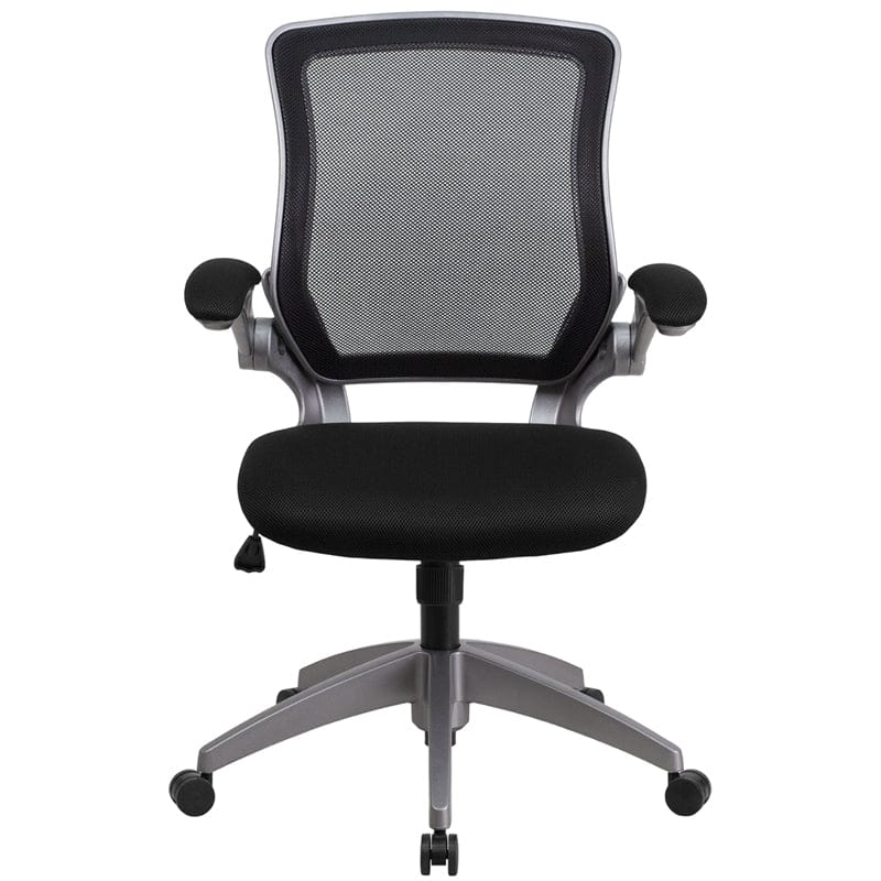 Mid-Back Black Mesh Swivel Ergonomic Task Office Chair with Gray Frame and Flip-Up Arms [BL-ZP-8805-BK-GG] A-Z Store Nadia
