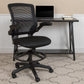 Mid-Back Black Mesh Ergonomic Drafting Chair with Adjustable Foot Ring and Flip-Up Arms [BL-ZP-8805D-BK-GG] A-Z Store Nadia