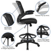 Mid-Back Black Mesh Ergonomic Drafting Chair with Adjustable Foot Ring and Flip-Up Arms [BL-ZP-8805D-BK-GG]