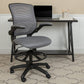 Mid-Back Black Mesh Ergonomic Drafting Chair with Adjustable Foot Ring and Flip-Up Arms [BL-ZP-8805D-BK-GG] A-Z Store Nadia