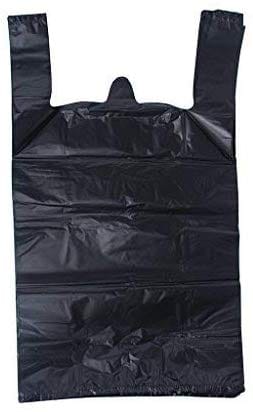 Black plastic bags with handles sale