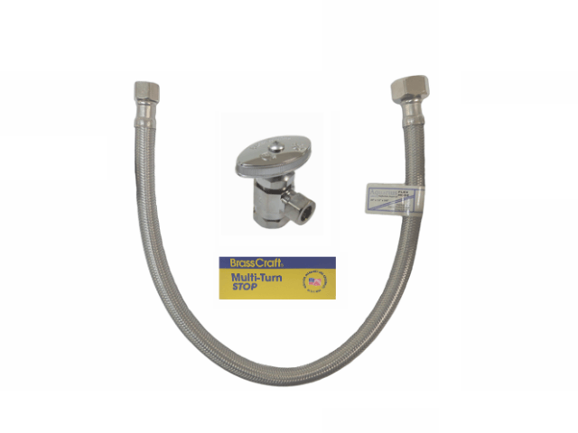Brass Craft, Angle Valve, Complete with Flex Hose - AQUA103 MEGA