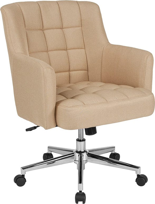 Laone Home and Office Upholstered Mid-Back Chair in Beige Fabric [BT-1176-BGE-F-GG] A-Z Store Nadia