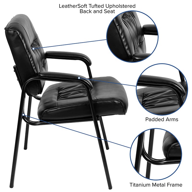 Black LeatherSoft Antimicrobial / Antibacterial Medical Side Chair with Black Metal Frame [BT-1404-ANTI-BK-GG] A-Z Store Nadia