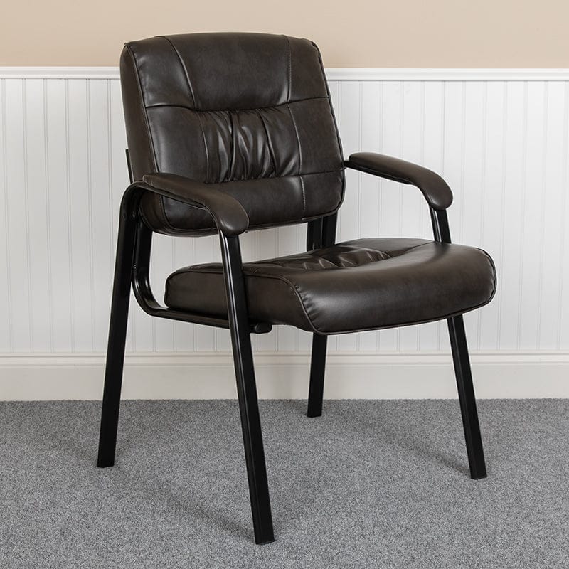 Black LeatherSoft Antimicrobial / Antibacterial Medical Side Chair with Black Metal Frame [BT-1404-ANTI-BK-GG] A-Z Store Nadia