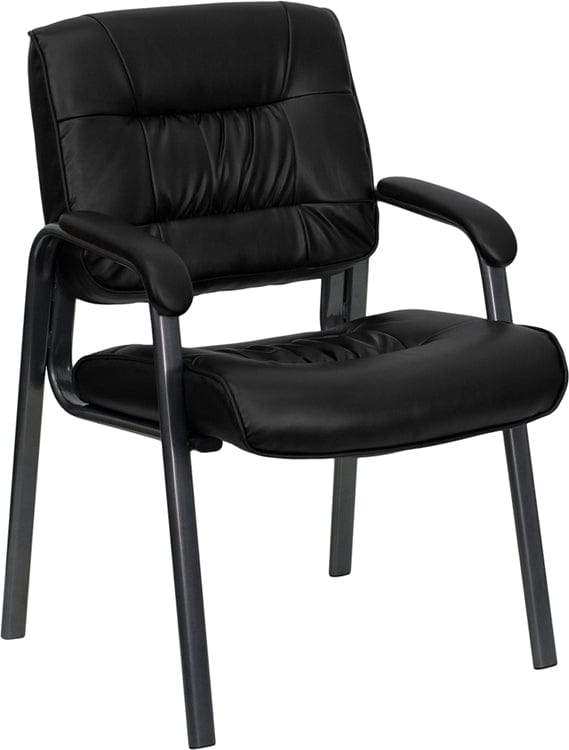 Black LeatherSoft Executive Side Reception Chair with Titanium Gray Powder Coated Frame [BT-1404-BKGY-GG] A-Z Store Nadia