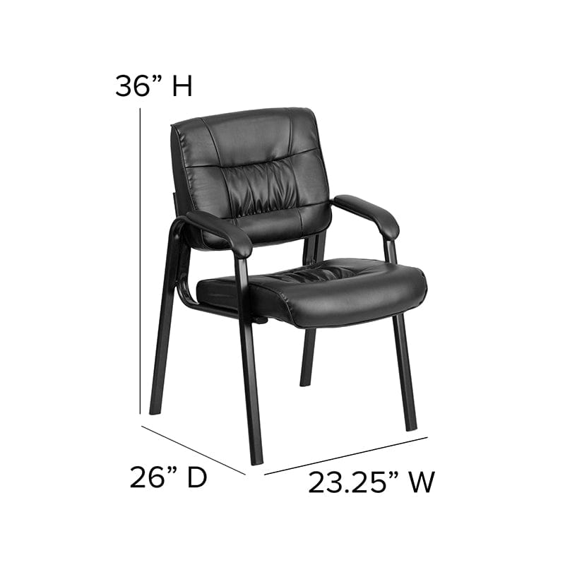 Black LeatherSoft Executive Side Reception Chair with Titanium Gray Powder Coated Frame [BT-1404-BKGY-GG] A-Z Store Nadia