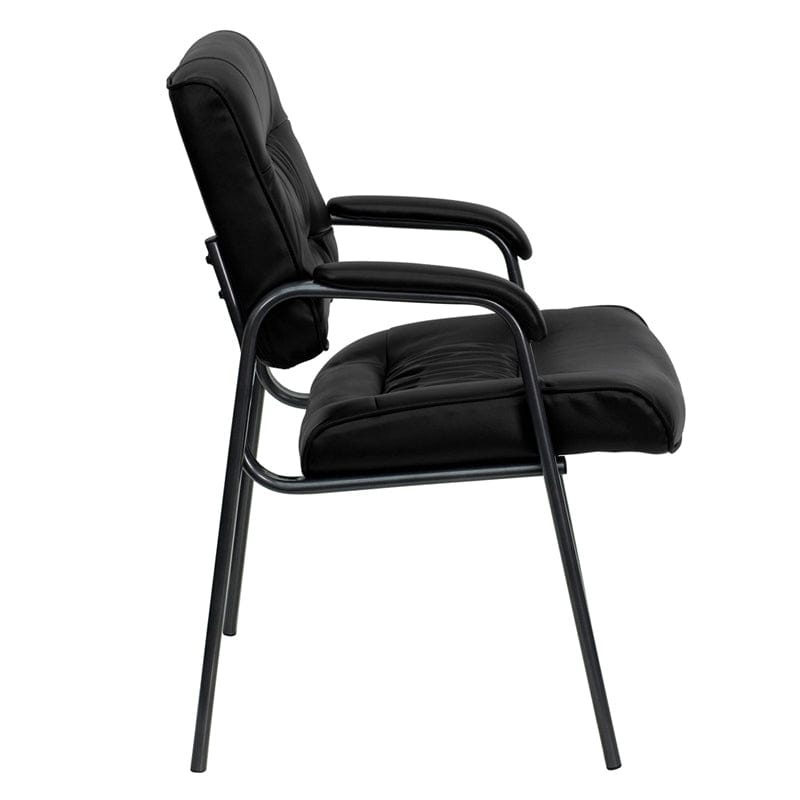 Black LeatherSoft Executive Side Reception Chair with Titanium Gray Powder Coated Frame [BT-1404-BKGY-GG] A-Z Store Nadia