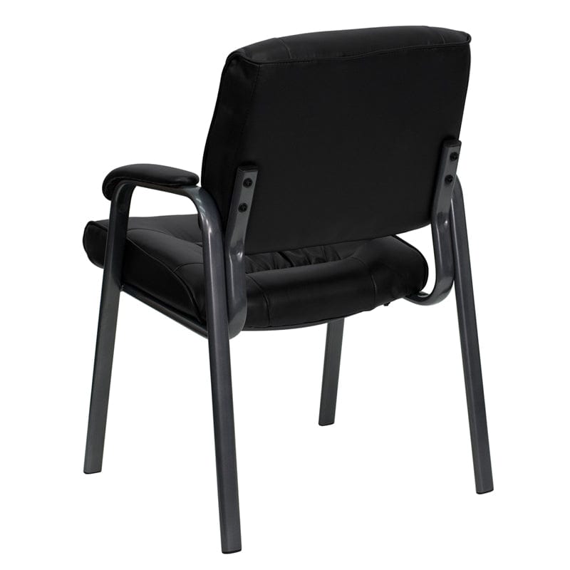 Black LeatherSoft Executive Side Reception Chair with Titanium Gray Powder Coated Frame [BT-1404-BKGY-GG] A-Z Store Nadia