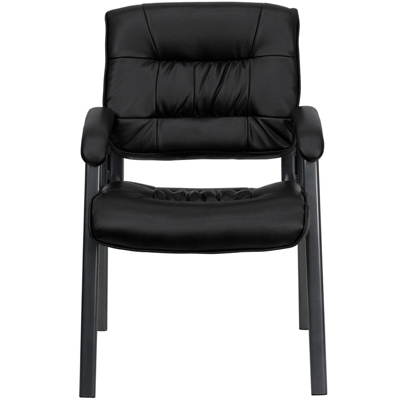 Black LeatherSoft Executive Side Reception Chair with Titanium Gray Powder Coated Frame [BT-1404-BKGY-GG] A-Z Store Nadia