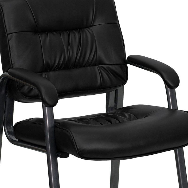 Black LeatherSoft Executive Side Reception Chair with Titanium Gray Powder Coated Frame [BT-1404-BKGY-GG] A-Z Store Nadia