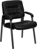 Black LeatherSoft Executive Side Reception Chair with Titanium Gray Powder Coated Frame [BT-1404-BKGY-GG]