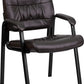 Brown LeatherSoft Executive Side Reception Chair with Black Metal Frame [BT-1404-BN-GG] A-Z Store Nadia