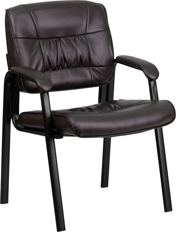 Brown LeatherSoft Executive Side Reception Chair with Black Metal Frame [BT-1404-BN-GG] A-Z Store Nadia
