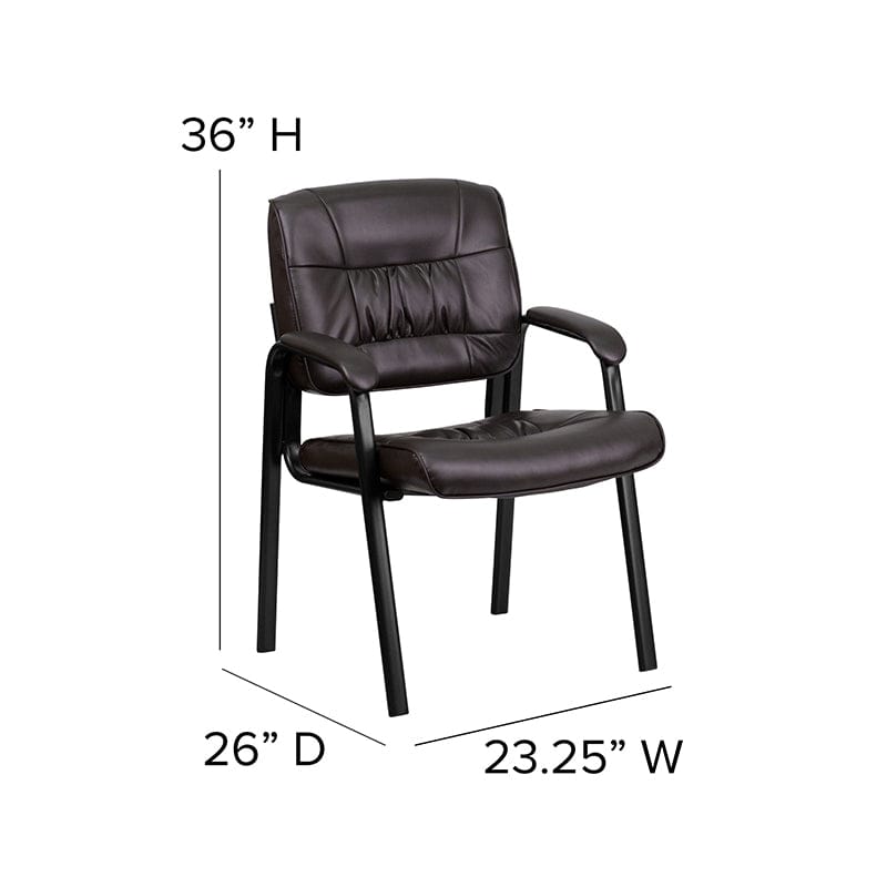 Brown LeatherSoft Executive Side Reception Chair with Black Metal Frame [BT-1404-BN-GG] A-Z Store Nadia