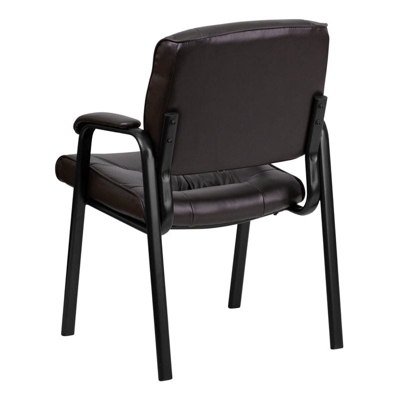 Brown LeatherSoft Executive Side Reception Chair with Black Metal Frame [BT-1404-BN-GG] A-Z Store Nadia
