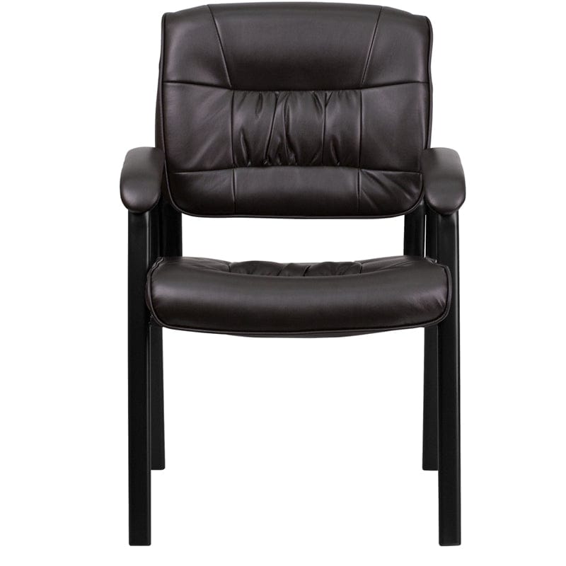 Brown LeatherSoft Executive Side Reception Chair with Black Metal Frame [BT-1404-BN-GG] A-Z Store Nadia
