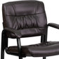 Brown LeatherSoft Executive Side Reception Chair with Black Metal Frame [BT-1404-BN-GG] A-Z Store Nadia