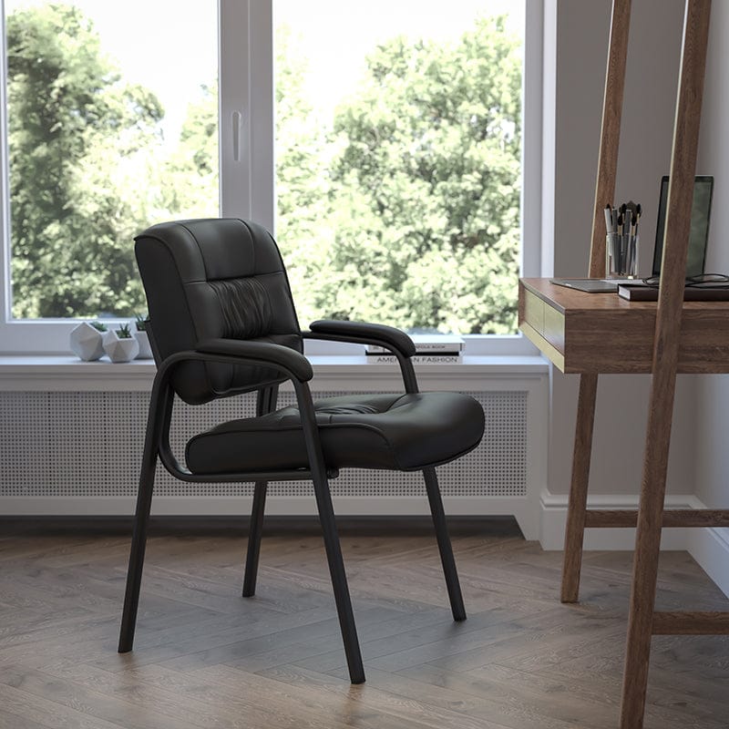 Brown LeatherSoft Executive Side Reception Chair with Black Metal Frame [BT-1404-BN-GG] A-Z Store Nadia