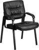 Brown LeatherSoft Executive Side Reception Chair with Black Metal Frame [BT-1404-BN-GG]
