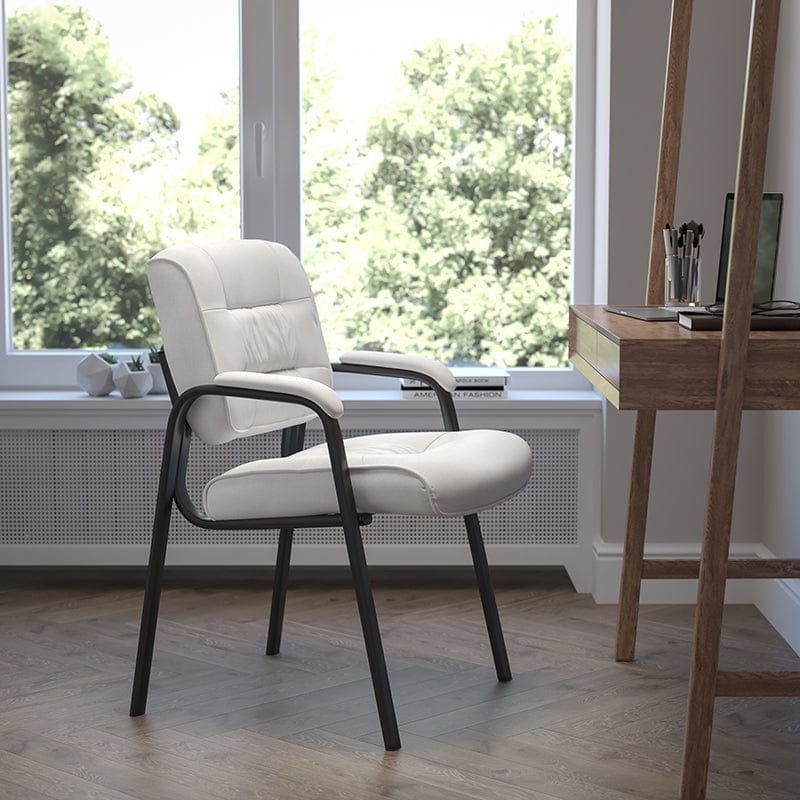 Brown LeatherSoft Executive Side Reception Chair with Black Metal Frame [BT-1404-BN-GG] A-Z Store Nadia