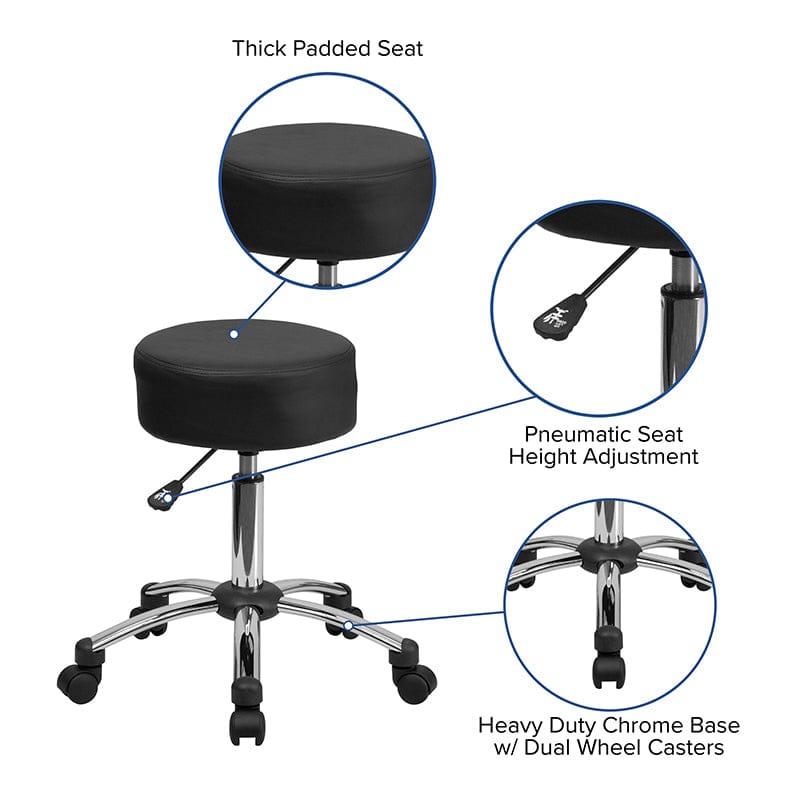 Medical Ergonomic Stool with Chrome Base [BT-191-1-GG] A-Z Store Nadia