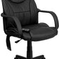 Mid-Back Ergonomic Massaging Black LeatherSoft Executive Swivel Office Chair with Arms [BT-2690P-GG] A-Z Store Nadia