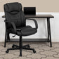 Mid-Back Ergonomic Massaging Black LeatherSoft Executive Swivel Office Chair with Arms [BT-2690P-GG] A-Z Store Nadia