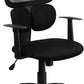 Mid-Back Black Mesh Swivel Task Office Chair with Flexible Dual Lumbar Support and Arms [BT-2755-BK-GG] Fl Furniture
