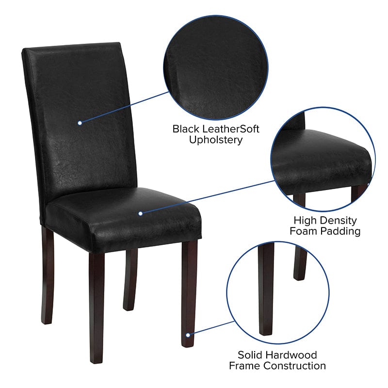 Black LeatherSoft Parsons Chair - BT-350-BK-LEA-023-GG A-Z Store Nadia
