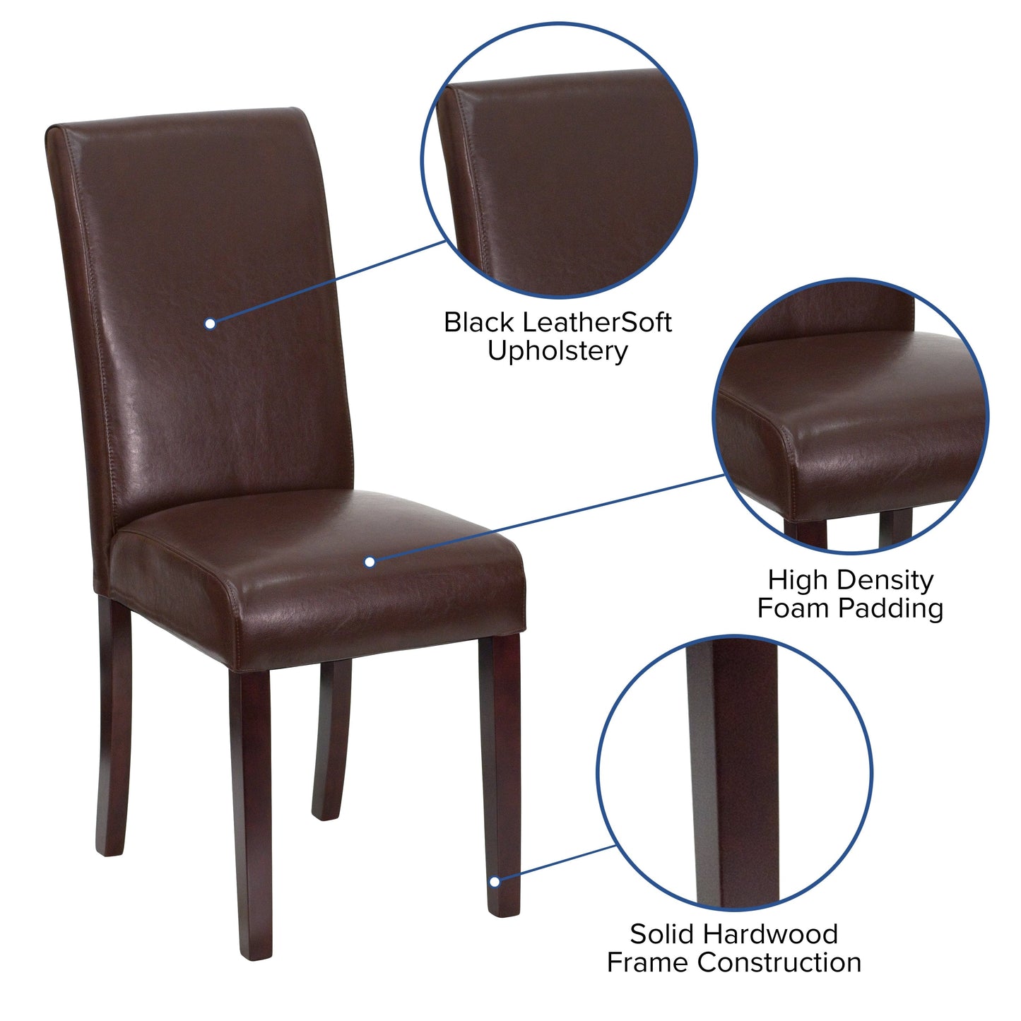 Black LeatherSoft Parsons Chair - BT-350-BK-LEA-023-GG A-Z Store Nadia