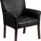 Black LeatherSoft Executive Side Reception Chair with Mahogany Legs - BT-353-BK-LEA-GG A-Z Store Nadia