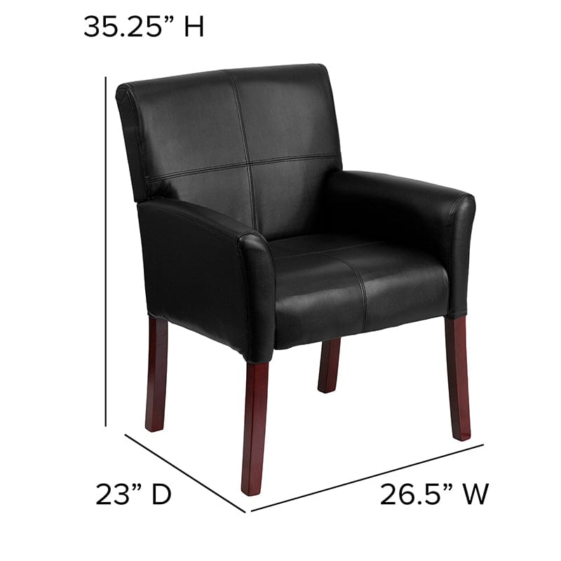 Black LeatherSoft Executive Side Reception Chair with Mahogany Legs - BT-353-BK-LEA-GG A-Z Store Nadia