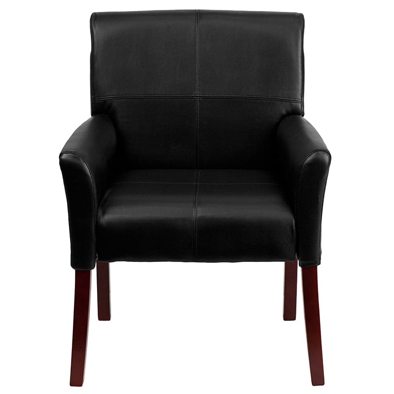 Black LeatherSoft Executive Side Reception Chair with Mahogany Legs - BT-353-BK-LEA-GG A-Z Store Nadia