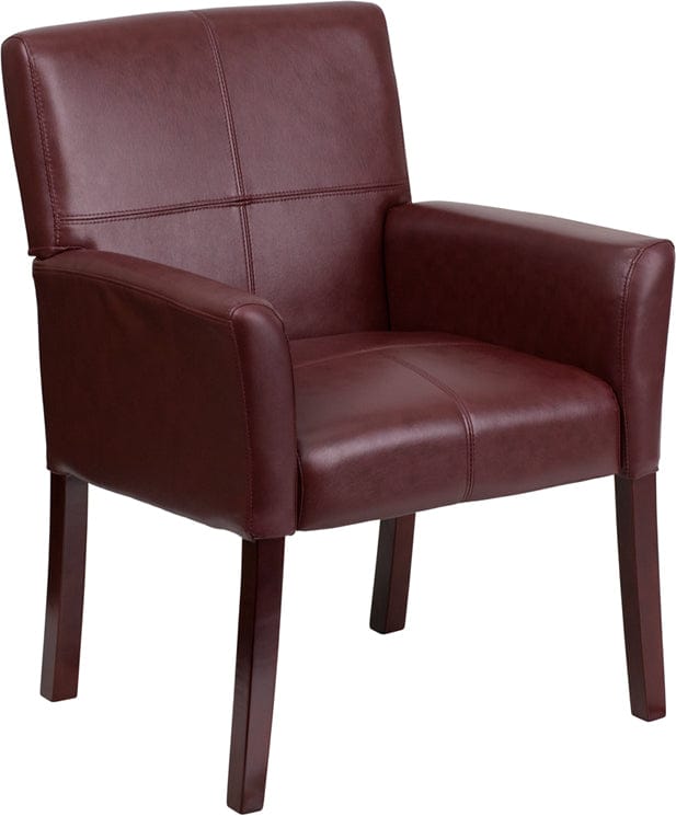 Burgundy LeatherSoft Executive Side Reception Chair with Mahogany Legs - BT-353-BURG-GG A-Z Store Nadia