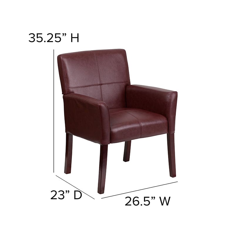 Burgundy LeatherSoft Executive Side Reception Chair with Mahogany Legs - BT-353-BURG-GG A-Z Store Nadia