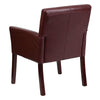 Burgundy LeatherSoft Executive Side Reception Chair with Mahogany Legs - BT-353-BURG-GG