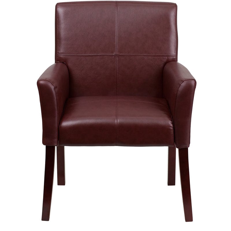 Burgundy LeatherSoft Executive Side Reception Chair with Mahogany Legs - BT-353-BURG-GG A-Z Store Nadia