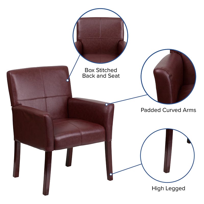 Burgundy LeatherSoft Executive Side Reception Chair with Mahogany Legs - BT-353-BURG-GG A-Z Store Nadia