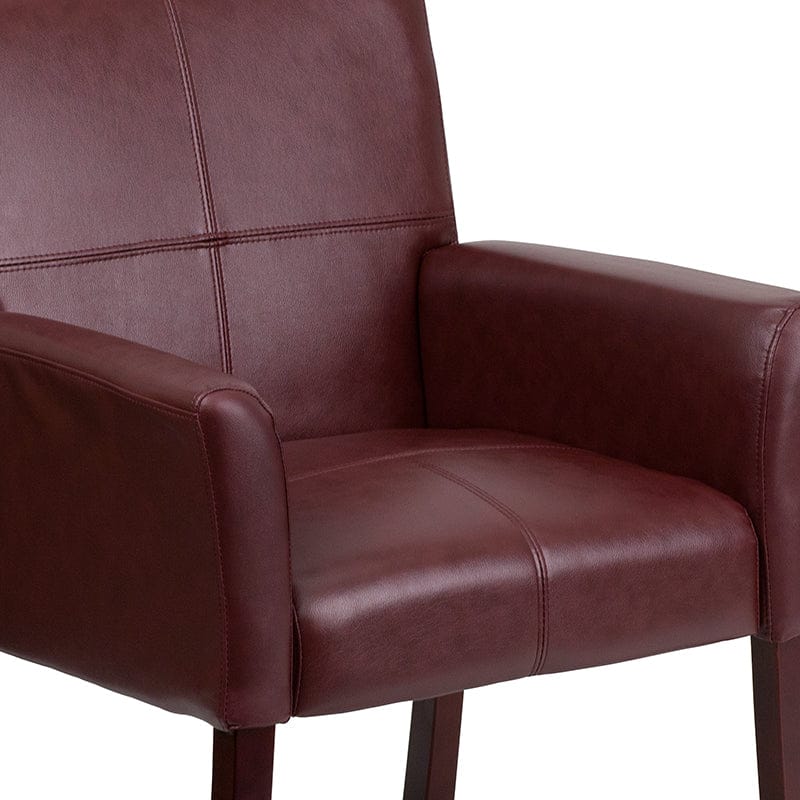 Burgundy LeatherSoft Executive Side Reception Chair with Mahogany Legs - BT-353-BURG-GG A-Z Store Nadia