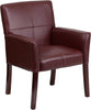 Burgundy LeatherSoft Executive Side Reception Chair with Mahogany Legs - BT-353-BURG-GG