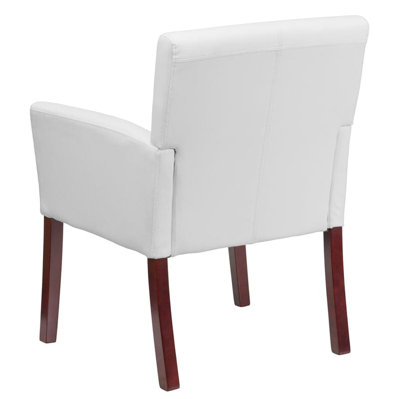 White LeatherSoft Executive Side Reception Chair with Mahogany Legs - BT-353-WH-GG A-Z Store Nadia