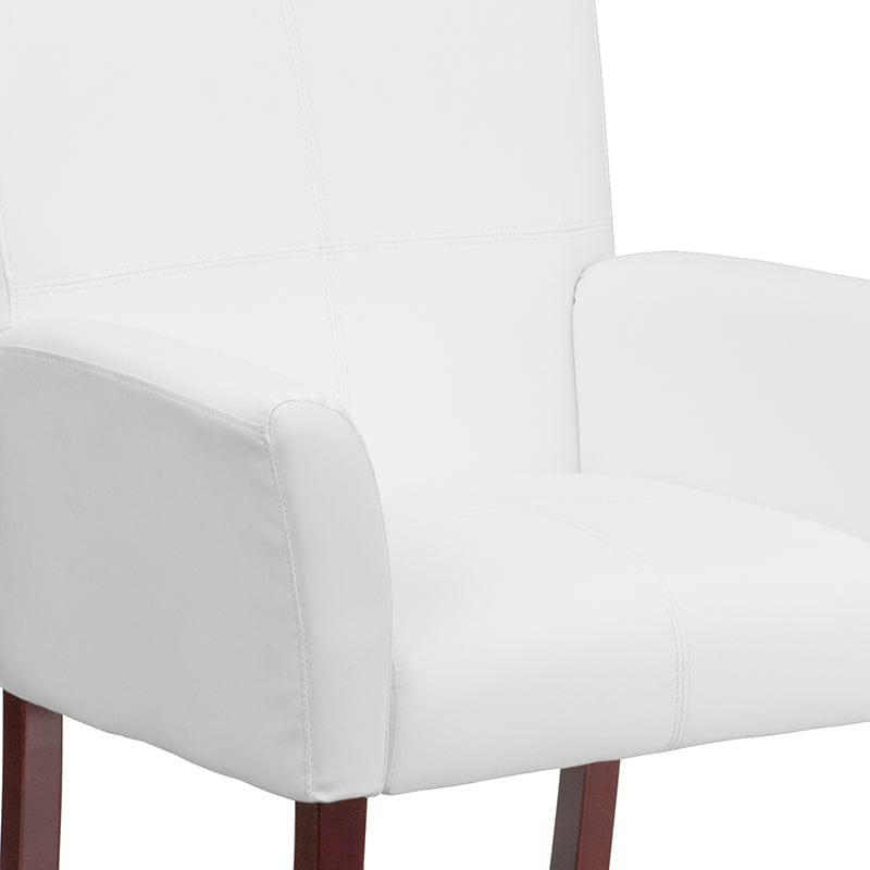 White LeatherSoft Executive Side Reception Chair with Mahogany Legs - BT-353-WH-GG A-Z Store Nadia