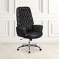 High Back Traditional Tufted Black LeatherSoft Executive Swivel Office Chair with Silver Welt Arms - BT-444-BK-GG Fl Furniture