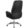 High Back Traditional Tufted Black LeatherSoft Executive Swivel Office Chair with Silver Welt Arms - BT-444-BK-GG
